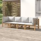 vidaXL Set Salotto da Giardino 4pz con Cuscini Grigio Chiaro Bambù vidaXL Set Salotto da Giardino 4pz con Cuscini Grigio Chiaro Bambù