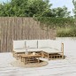vidaXL Set Salotto da Giardino 5pz con Cuscini Bianco Crema in Bambù vidaXL Set Salotto da Giardino 5pz con Cuscini Bianco Crema in Bambù