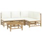 vidaXL Set Salotto da Giardino 5pz con Cuscini Bianco Crema in Bambù vidaXL Set Salotto da Giardino 5pz con Cuscini Bianco Crema in Bambù