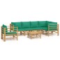 vidaXL Set Salotto da Giardino 7pz con Cuscini Verdi Bambù