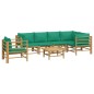 vidaXL Set Salotto da Giardino 7pz con Cuscini Verdi Bambù