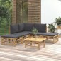 Set Salotto da Giardino 6pz con Cuscini Grigio Scuro Bambù Set Salotto da Giardino 6pz con Cuscini Grigio Scuro Bambù