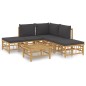 Set Salotto da Giardino 6pz con Cuscini Grigio Scuro Bambù Set Salotto da Giardino 6pz con Cuscini Grigio Scuro Bambù
