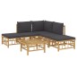 Set Salotto da Giardino 6pz con Cuscini Grigio Scuro Bambù Set Salotto da Giardino 6pz con Cuscini Grigio Scuro Bambù