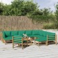 Set Salotto da Giardino 12pz con Cuscini Verdi Bambù Set Salotto da Giardino 12pz con Cuscini Verdi Bambù