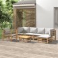 Set Salotto da Giardino 7pz con Cuscini Grigio Chiaro Bambù Set Salotto da Giardino 7pz con Cuscini Grigio Chiaro Bambù