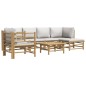 Set Salotto da Giardino 7pz con Cuscini Grigio Chiaro Bambù Set Salotto da Giardino 7pz con Cuscini Grigio Chiaro Bambù