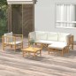 Set Salotto da Giardino 6pz con Cuscini Bianco Crema in Bambù Set Salotto da Giardino 6pz con Cuscini Bianco Crema in Bambù