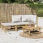 vidaXL Set Salotto da Giardino 3pz con Cuscini Grigio Chiaro Bambù vidaXL Set Salotto da Giardino 3pz con Cuscini Grigio Chiaro Bambù