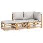 vidaXL Set Salotto da Giardino 3pz con Cuscini Grigio Chiaro Bambù vidaXL Set Salotto da Giardino 3pz con Cuscini Grigio Chiaro Bambù