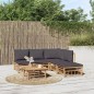Set Salotto da Giardino 6pz con Cuscini Grigio Scuro Bambù Set Salotto da Giardino 6pz con Cuscini Grigio Scuro Bambù