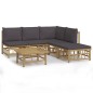 Set Salotto da Giardino 6pz con Cuscini Grigio Scuro Bambù Set Salotto da Giardino 6pz con Cuscini Grigio Scuro Bambù