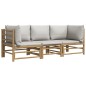 Set Salotto da Giardino 3pz con Cuscini Grigio Chiaro Bambù Set Salotto da Giardino 3pz con Cuscini Grigio Chiaro Bambù