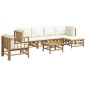 Set Salotto da Giardino 7pz con Cuscini Bianco Crema in Bambù Set Salotto da Giardino 7pz con Cuscini Bianco Crema in Bambù