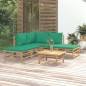 Set Salotto da Giardino 6pz con Cuscini Verdi Bambù Set Salotto da Giardino 6pz con Cuscini Verdi Bambù