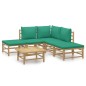 Set Salotto da Giardino 6pz con Cuscini Verdi Bambù Set Salotto da Giardino 6pz con Cuscini Verdi Bambù