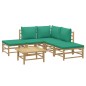 Set Salotto da Giardino 6pz con Cuscini Verdi Bambù Set Salotto da Giardino 6pz con Cuscini Verdi Bambù