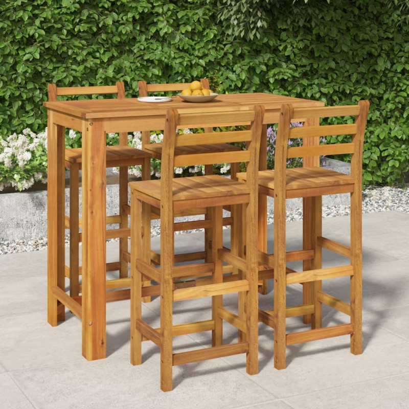 Set da Pranzo per Giardino 5 pz in Legno Massello di Acacia Set da Pranzo per Giardino 5 pz in Legno Massello di Acacia