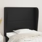 Testiera ad Orecchio Nera 83x23x118/128 cm in Similpelle Testiera ad Orecchio Nera 83x23x118/128 cm in Similpelle