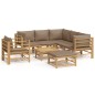 Set Salotto da Giardino 8pz con Cuscini Tortora Bambù Set Salotto da Giardino 8pz con Cuscini Tortora Bambù