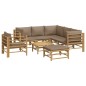 Set Salotto da Giardino 8pz con Cuscini Tortora Bambù Set Salotto da Giardino 8pz con Cuscini Tortora Bambù