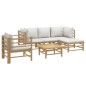 vidaXL Set Salotto da Giardino 6pz con Cuscini Grigio Chiaro Bambù