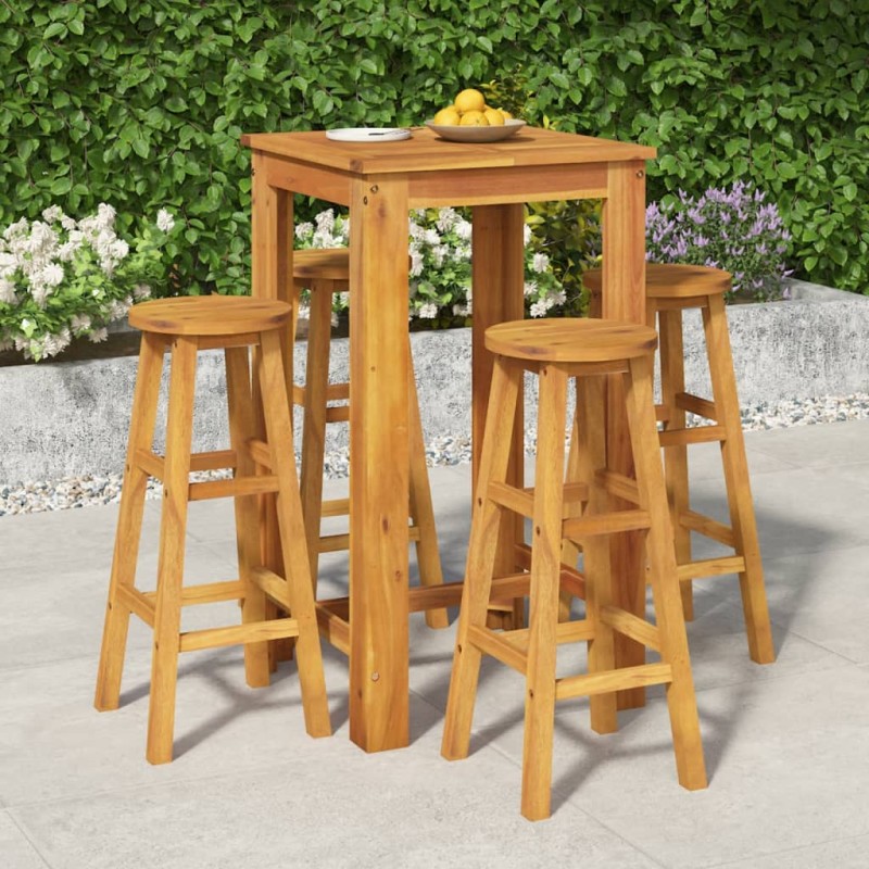 Set da Pranzo per Giardino 5 pz in Legno Massello di Acacia Set da Pranzo per Giardino 5 pz in Legno Massello di Acacia