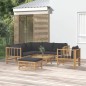 Set Salotto da Giardino 8pz con Cuscini Grigio Scuro Bambù Set Salotto da Giardino 8pz con Cuscini Grigio Scuro Bambù