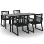 vidaXL Set da Pranzo da Giardino 5 pz Nero in Rattan PVC