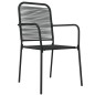 Set da Pranzo da Giardino 7 pz Nero Corda di Cotone e Acciaio Set da Pranzo da Giardino 7 pz Nero Corda di Cotone e Acciaio