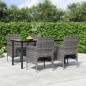 Set da Pranzo da Giardino 5 pz con Cuscini Grigio e Nero Set da Pranzo da Giardino 5 pz con Cuscini Grigio e Nero