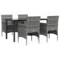 Set da Pranzo da Giardino 5 pz con Cuscini Grigio e Nero Set da Pranzo da Giardino 5 pz con Cuscini Grigio e Nero