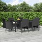 vidaXL Set da Pranzo da Giardino 7 pz con Cuscini Nero vidaXL Set da Pranzo da Giardino 7 pz con Cuscini Nero