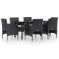 vidaXL Set da Pranzo da Giardino 7 pz con Cuscini Nero vidaXL Set da Pranzo da Giardino 7 pz con Cuscini Nero