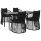 Set da Pranzo da Giardino 5 pz Nero con Cuscini in Rattan PVC Set da Pranzo da Giardino 5 pz Nero con Cuscini in Rattan PVC