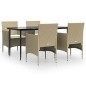 Set da Pranzo da Giardino 5 pz con Cuscini Beige e Nero Set da Pranzo da Giardino 5 pz con Cuscini Beige e Nero