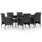 vidaXL Set da Pranzo da Giardino 7 pz con Cuscini Nero vidaXL Set da Pranzo da Giardino 7 pz con Cuscini Nero