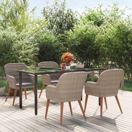 Set da Pranzo da Giardino 5 pz con Cuscini Marrone