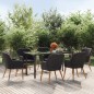 Set da Pranzo da Giardino 7 pz con Cuscini Nero Set da Pranzo da Giardino 7 pz con Cuscini Nero