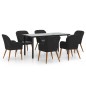 Set da Pranzo da Giardino 7 pz con Cuscini Nero Set da Pranzo da Giardino 7 pz con Cuscini Nero