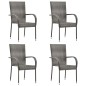 Set da Pranzo da Giardino 5 pz Grigio in Polyrattan