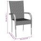 Set da Pranzo da Giardino 5 pz Grigio in Polyrattan