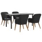 Set da Pranzo da Giardino 5 pz con Cuscini Nero Set da Pranzo da Giardino 5 pz con Cuscini Nero