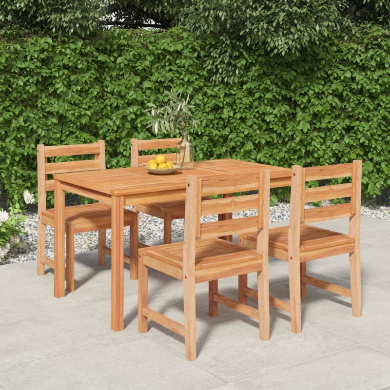 vidaXL Set da Pranzo per Giardino 5 pz in Legno Massello di Teak vidaXL Set da Pranzo per Giardino 5 pz in Legno Massello di Teak