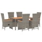 Set da Pranzo da Giardino 7 pz con Cuscini in Polyrattan Grigio Set da Pranzo da Giardino 7 pz con Cuscini in Polyrattan Grigio