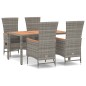 Set da Pranzo da Giardino 5 pz con Cuscini in Polyrattan Grigio Set da Pranzo da Giardino 5 pz con Cuscini in Polyrattan Grigio