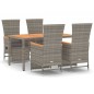 vidaXL Set da Pranzo da Giardino 5 pz con Cuscini in Polyrattan Grigio vidaXL Set da Pranzo da Giardino 5 pz con Cuscini in Polyrattan Grigio
