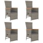 vidaXL Set da Pranzo da Giardino 5 pz con Cuscini in Polyrattan Grigio vidaXL Set da Pranzo da Giardino 5 pz con Cuscini in Polyrattan Grigio