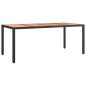 Set Pranzo Giardino 7pz Nero Polyrattan e Legno Massello Acacia Set Pranzo Giardino 7pz Nero Polyrattan e Legno Massello Acacia