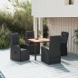 vidaXL Set Pranzo Giardino 5pz Nero Polyrattan Legno Massello Acacia vidaXL Set Pranzo Giardino 5pz Nero Polyrattan Legno Massello Acacia